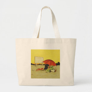 Grand Tote Bag Amoureux parasol vintage plage 