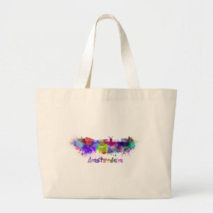 Grand Tote Bag Amsterdam skyline in watercolor