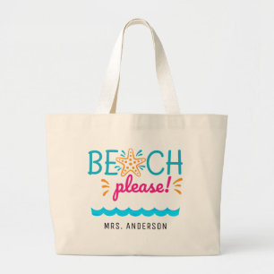 Grand Tote Bag Amusant "Plage S'il vous plaît" Don d'appréciati