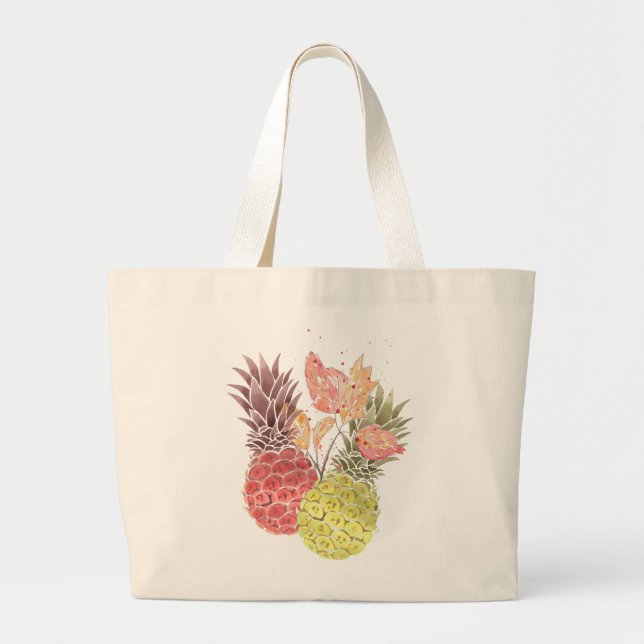 Grand Tote Bag Ananas, couple doux. (Devant)