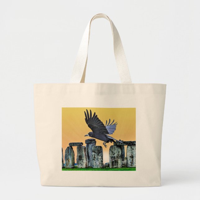 Grand Tote Bag Ancien Stonehenge & Rook Cadeau Corvid-lover (Devant)