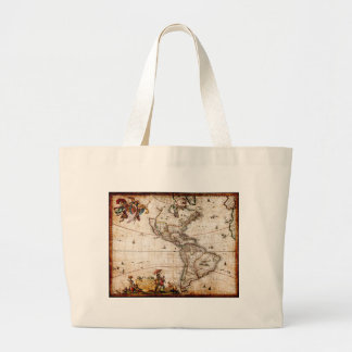 Grand Tote Bag Ancienne carte du continent américain