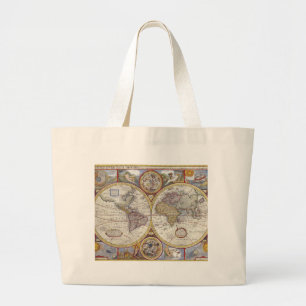 Grand Tote Bag Ancienne carte du monde
