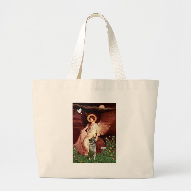 Grand Tote Bag Ange assis - Elkhound norvégien (Devant)