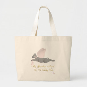 Grand Tote Bag Angel Chat gris foncé rose Roses Gardien Angel Kit
