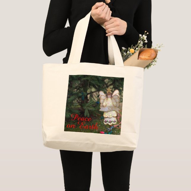 Grand Tote Bag Angel Joy Paix Sur Terre (Devant (produit))