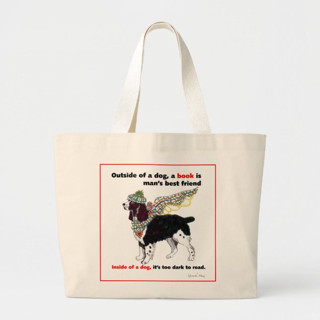 Grand Tote Bag Anges de livre du springer spaniel de Gulliver (Devant)
