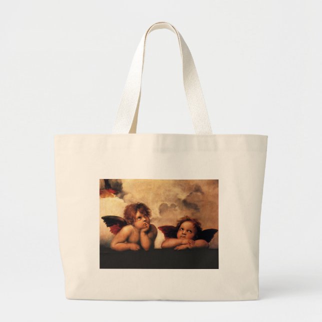 Grand Tote Bag Anges Sistine Madonna de Raphael 2 anges (Devant)
