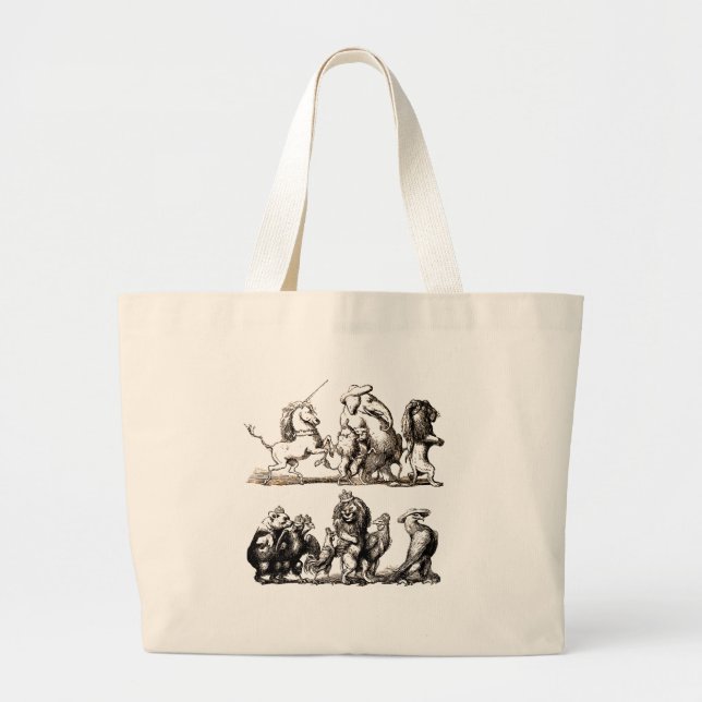 Grand Tote Bag Animal Cute Art Unicorn Elephant Lion Zoo (Devant)