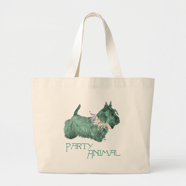Grand Tote Bag Animal de fête Scottish Terrier (Devant)