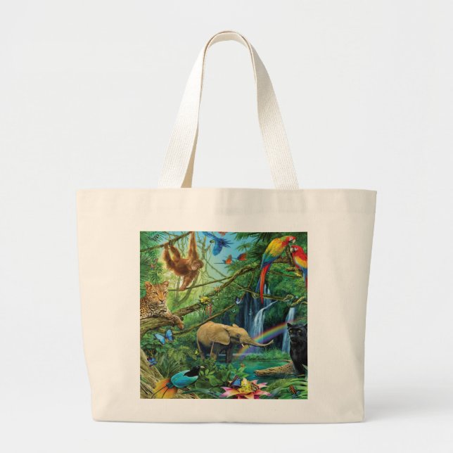 Grand Tote Bag Animals living together throw pillow (Devant)