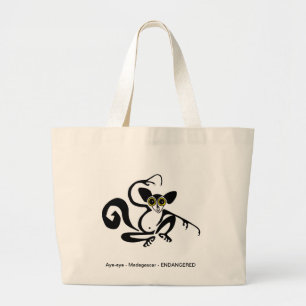 Grand Tote Bag Animaux bizarres -AYE-AYE -Espèces en voie de disp