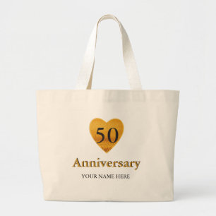 Grand Tote Bag Anniversaire de coeur cinquantième d'or