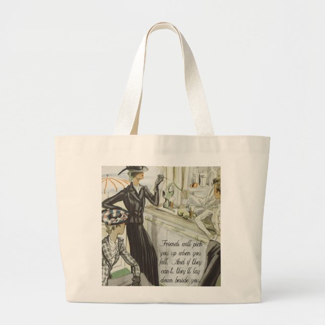 Grand Tote Bag Annonce vintage de mode :  Amitié (Devant)
