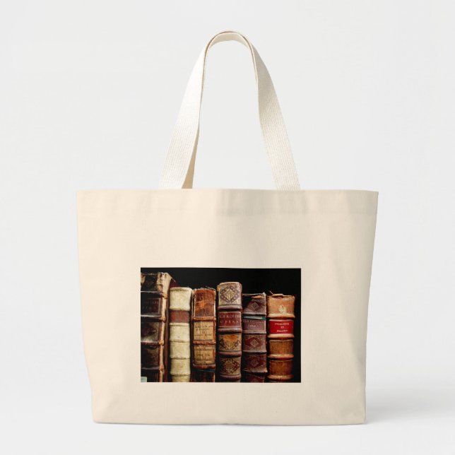 Grand Tote Bag Antique 18ème siècle Design Livres liants en cuir (Devant)