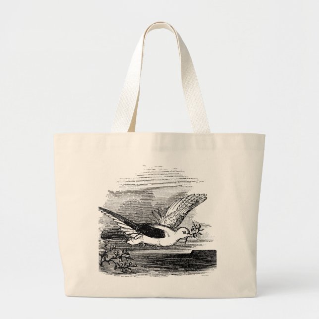 Grand Tote Bag Antique Dove avec Branche d'Olivier (Devant)