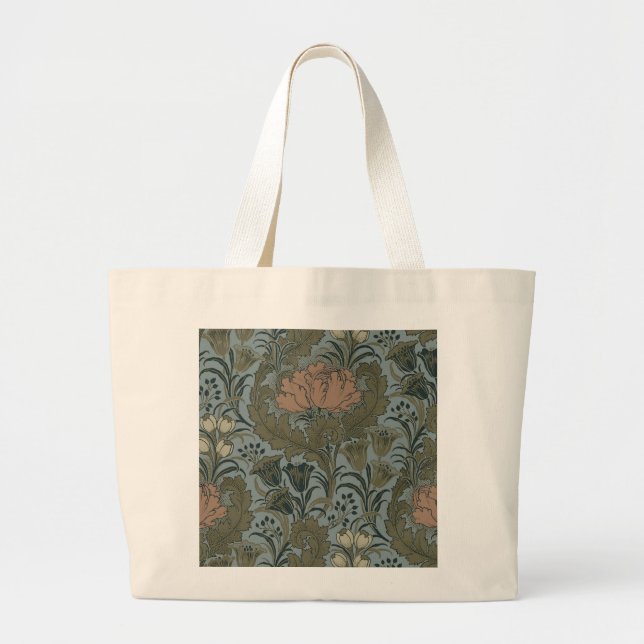Grand Tote Bag Antique Fleur Morris Jardin Fond d'écran Floral (Devant)