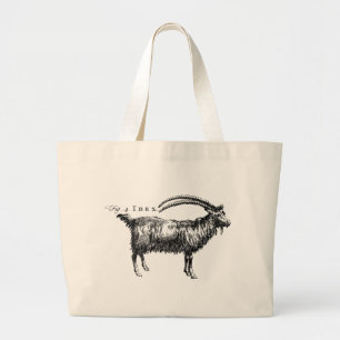 Grand Tote Bag Antique histoire naturelle Chèvre ou Ibex sur le S