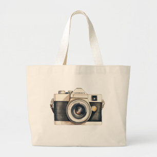 Grand Tote Bag Appareil photo reflex argentique vintage illustré