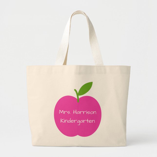 Grand Tote Bag Apple de très bon goût du professeur rose et vert (Devant)