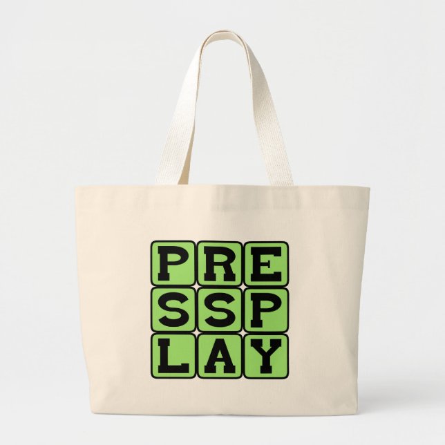 Grand Tote Bag Appuyez sur Lecture, Commencez le Spectacle (Devant)