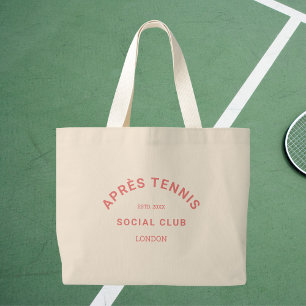 Grand Tote Bag Après Tennis Social Club personnalisé Crest rose