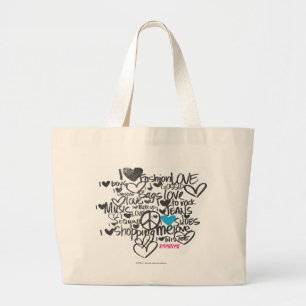 Grand Tote Bag Aqua de graffiti