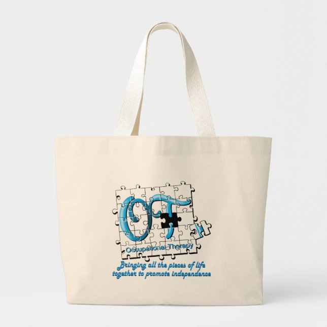 Grand Tote Bag aqua de puzzle d'ot (Devant)