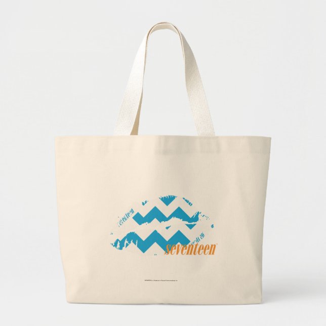 Grand Tote Bag Aqua de zigzag (Devant)