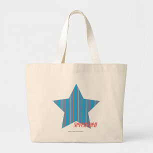 Grand Tote Bag Aqua mince 2 de rayures