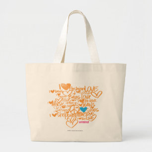 Grand Tote Bag Aqua/orange de graffiti