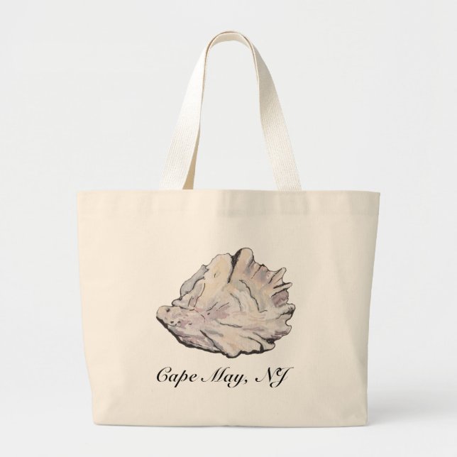 Grand Tote Bag Aquarelle d'huître personnalisée (Devant)