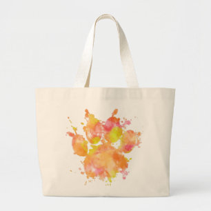 Grand Tote Bag Aquarelle Empreinte de patte de chien