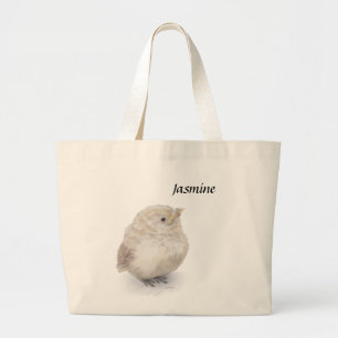 Grand Tote Bag Aquarelle numérique Baby Sparrow