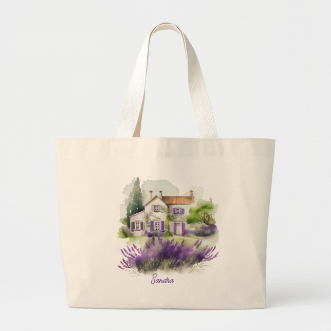 Grand Tote Bag Aquarelle Pays (Devant)