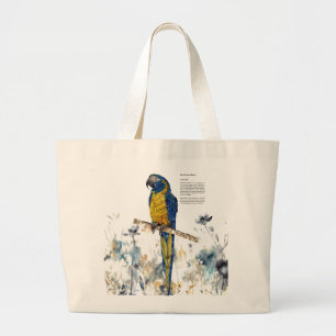 Grand Tote Bag Aquarelles saisissantes de perroquets menacés