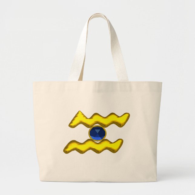 GRAND TOTE BAG AQUARIUS /GOLD ZODIAC BIJOU D'ANNIVERSAIRE (Devant)
