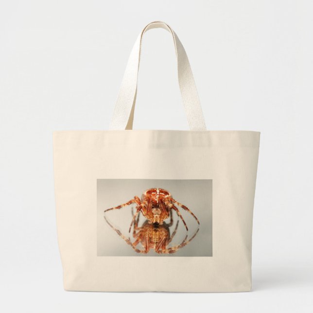 Grand Tote Bag Araignée croisée sur un miroir (Devant)