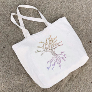 Grand Tote Bag Arbre d'amour de la vie Cœurs violets orange Migno