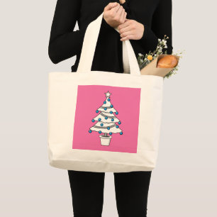 Grand Tote Bag Arbre de Noël blanc