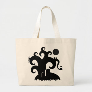 Grand Tote Bag Arbre Halloween