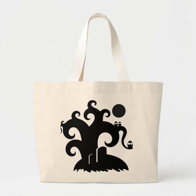 Grand Tote Bag Arbre Halloween (Devant)