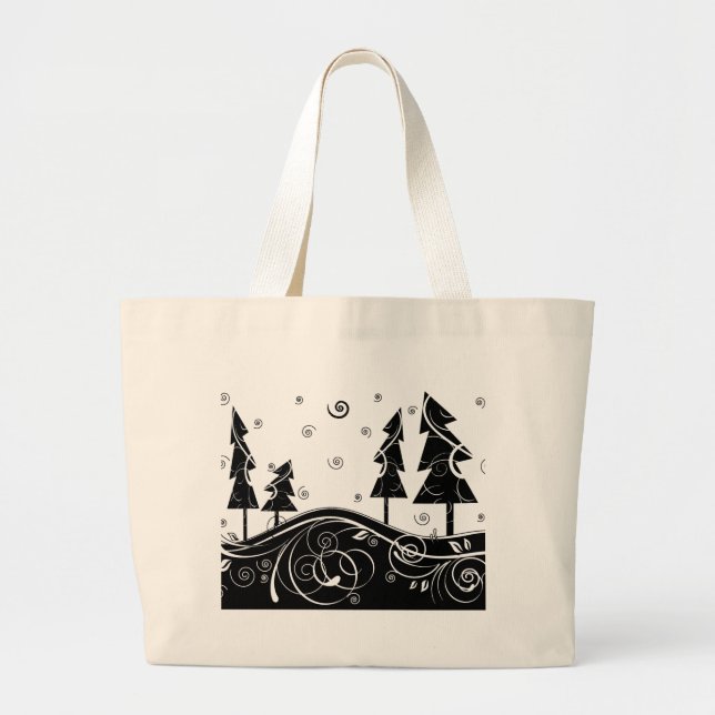 Grand Tote Bag Arbres de Noël (Devant)