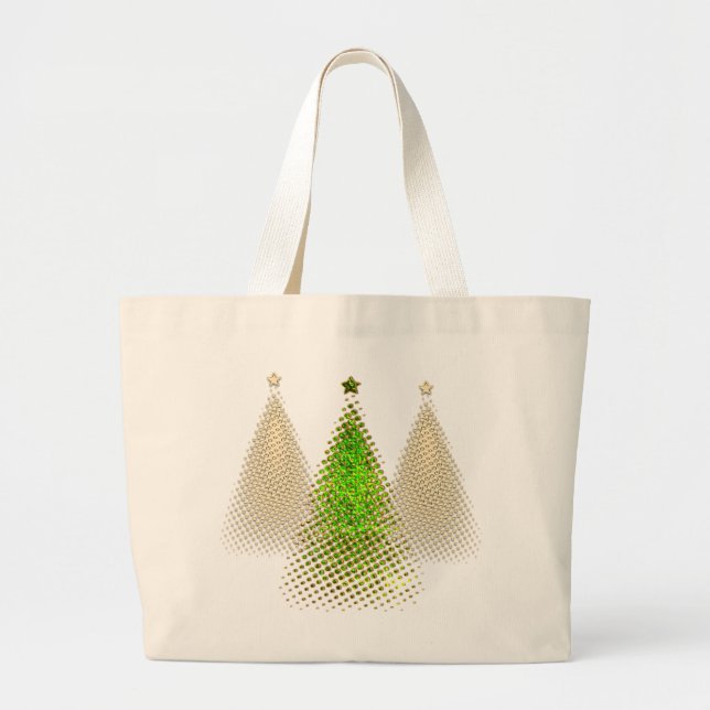 Grand Tote Bag Arbres de Noël festifs (Devant)
