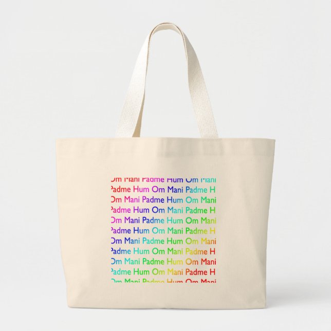 Grand Tote Bag Arc en arc en ciel Om Mani Padme Hum (Devant)