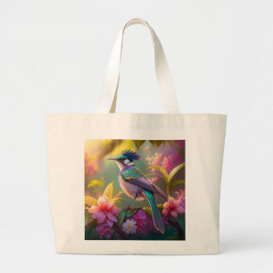 Grand Tote Bag Arc-en-ciel bleu à ailes Imaginaire de Sunbird