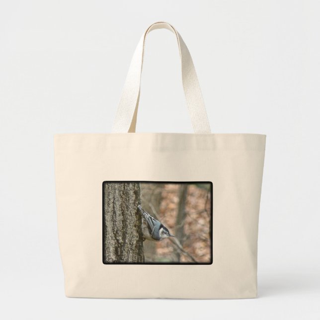 Grand Tote Bag Ardoise Gris Nuthatch Songbird Articles Coordonnés (Devant)