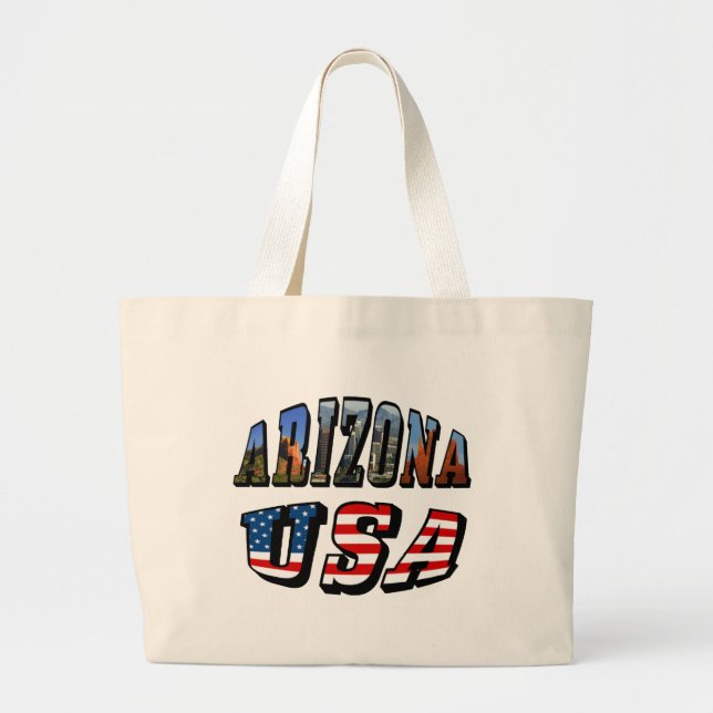 Grand Tote Bag Arizona Picture et USA Flag Text (Devant)