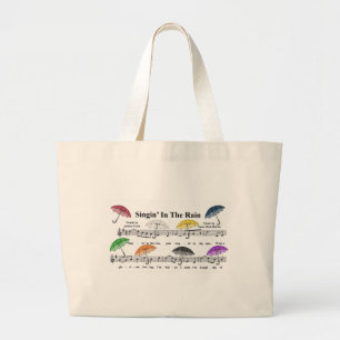 Grand Tote Bag Arrière - plan de musique des parapluies w/Sheet