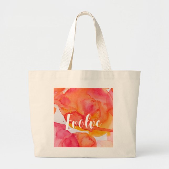Grand Tote Bag Art abstrait aquarelle moderne Evolve esthétique  (Devant)